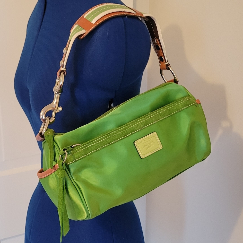 Vintage Green Satin COACH Purse